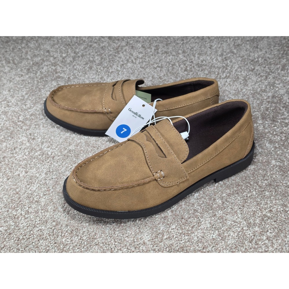 Goodfellow & Co Orson Mens Penny Loafers Brown Faux Suede Memory Foam Shoes 7